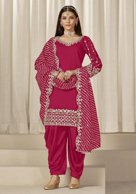 Pink Embroidery Silk Kurta Set