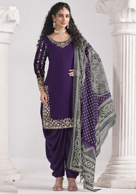 Violet Mirror Silk Kurta Set