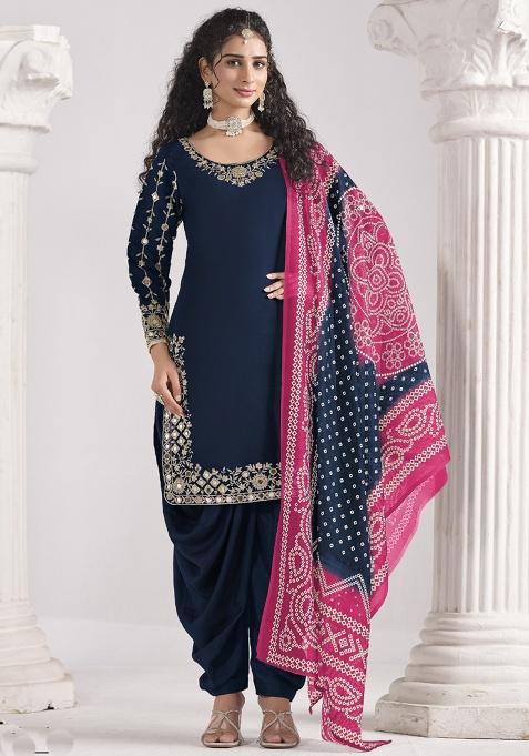 Blue Mirror Silk Kurta Set