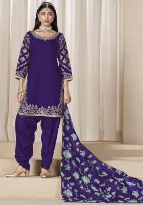 Violet Embroidery Silk Kurta Set