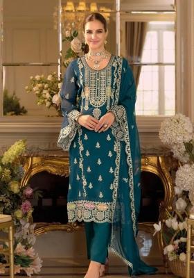 Light Green Embroidery Chinon Kurta Set