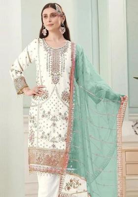 Green Dupatta Embroidery Georgette Kurta Set