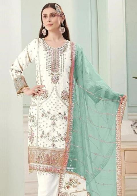 Green Dupatta Embroidery Georgette Kurta Set