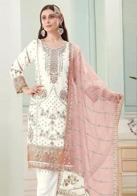Pink Dupta Embroidery Georgette Kurta Set