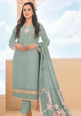 Light Green Embroidery Cotton Kurta Set