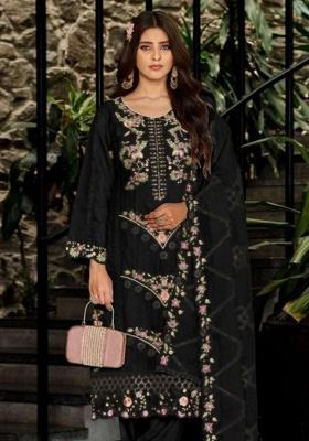 Black Embroidery Georgette Kurta Set