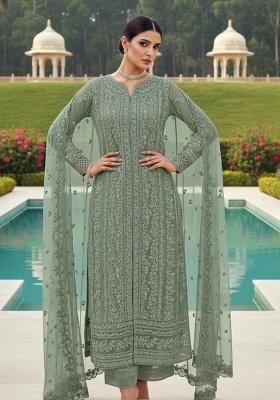 Green Embroidery Georgette Kurta Set