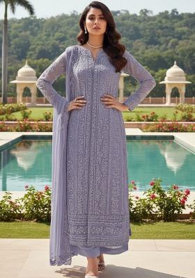 Jamun Embroidery Georgette Kurta Set