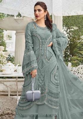Light Green Embroidery Georgette Kurta Set