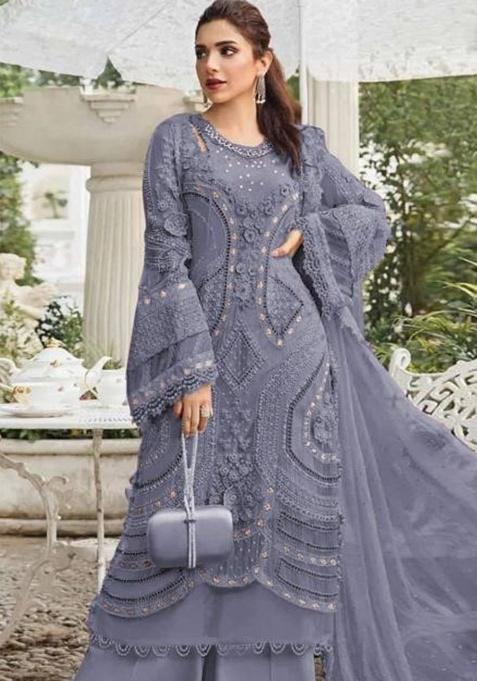 Light Blue Embroidery Georgette Kurta Set