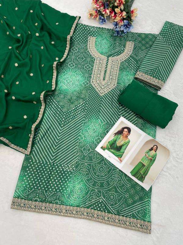 Emerald Green Embroidered Silk Sharara Set - Indya