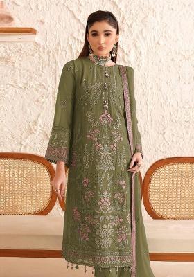 Mehendi Embroidery Georgette Salwar Suit
