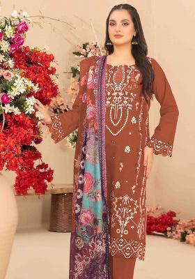 Orange Embroidery cambric Salwar Suit