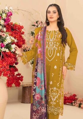Yellow Embroidery cambric Salwar Suit
