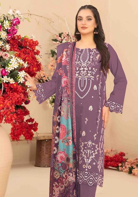 Purple Embroidery cambric Salwar Suit