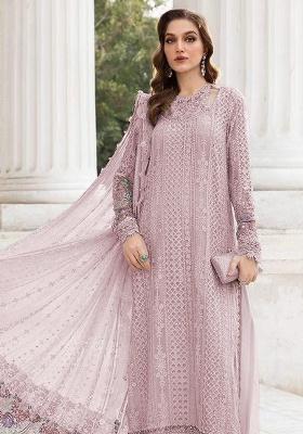 Pink Embroidery Georgette Salwar Suit
