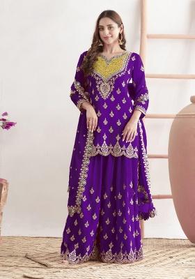 Violet Embroidery Silk Salwar Suit