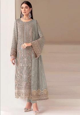 Pista Embroidery Georgette Kurta Set