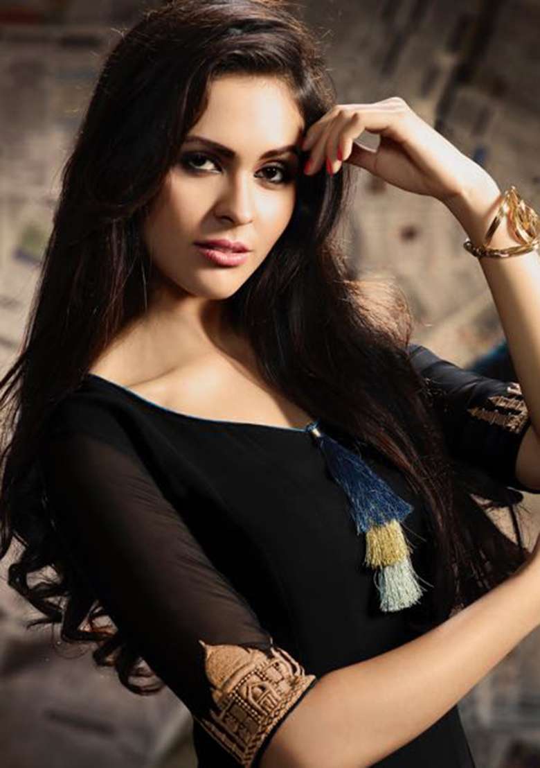 Black Embroidery Georgette Salwar Kameez - Indya