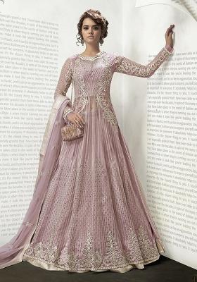 Pink Embroidery Net Salwar Kameez