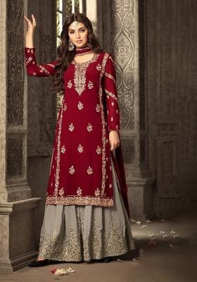 Maroon Embroidery Georgette Salwar Kameez