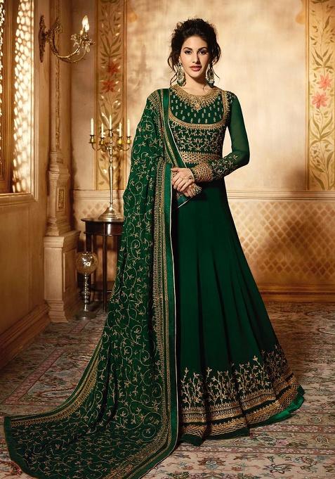 Green Embroidery Georgette Salwar Kameez
