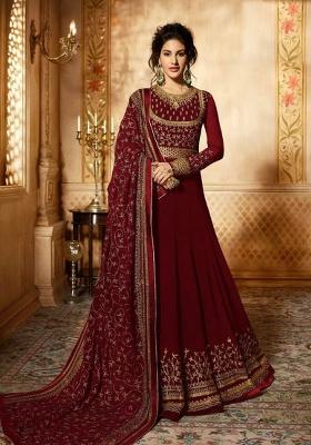 Maroon Embroidery Georgette Salwar Kameez