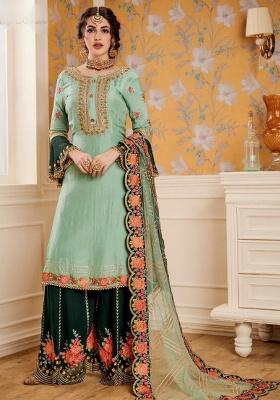 Green Embroidery Georgette Salwar Kameez