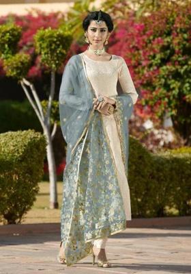 Blue Embroidery Georgette Salwar Kameez