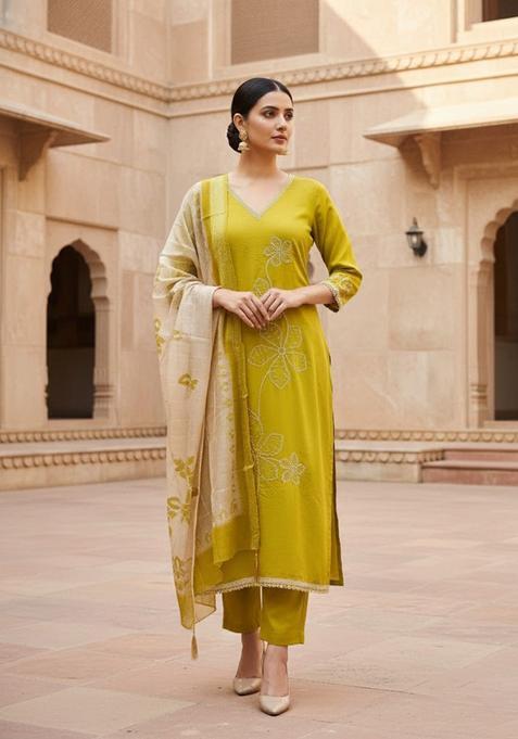 Light Green Embroidery Silk Salwar Kameez