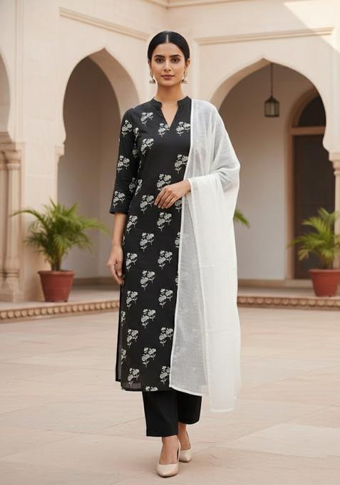 Black Embroidery Cotton Salwar Kameez