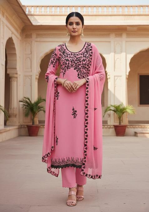 Pink Embroidery Georgette Salwar Kameez