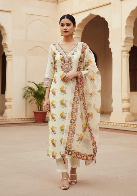 White Embroidery Modal Salwar Kameez