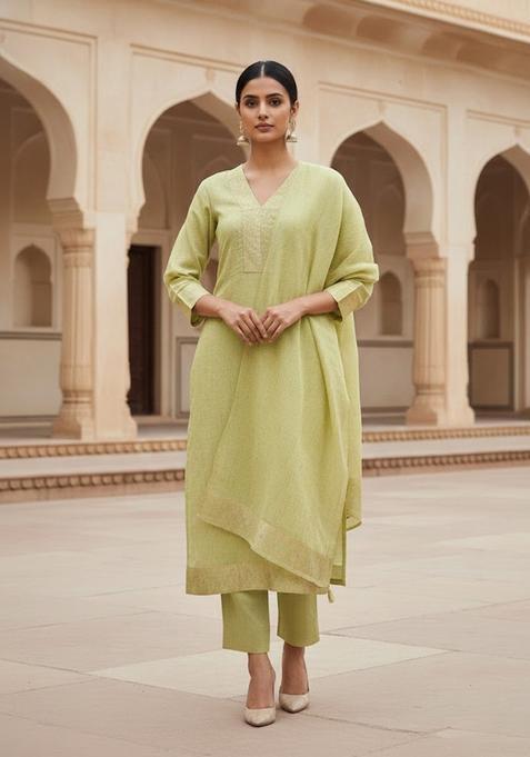 Light Green Embroidery Silk Salwar Kameez