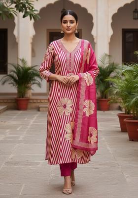 Pink Embroidery Silk Salwar Kameez