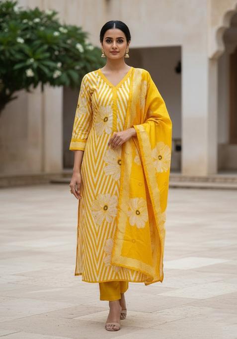 Yellow Embroidery Silk Salwar Kameez