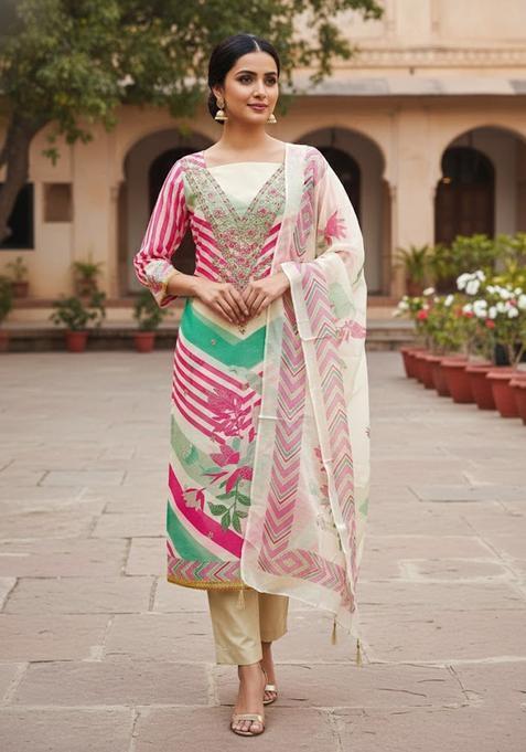 Multicolor Embroidery Silk Salwar Kameez