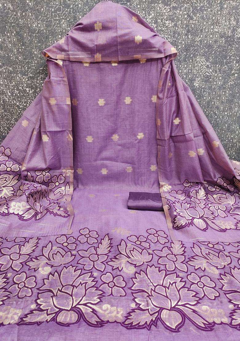 Lavender Embroidery Jacquard Salwar Kameez - Indya