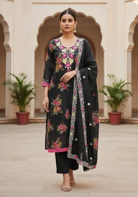 Black Embroidery Silk Salwar Kameez