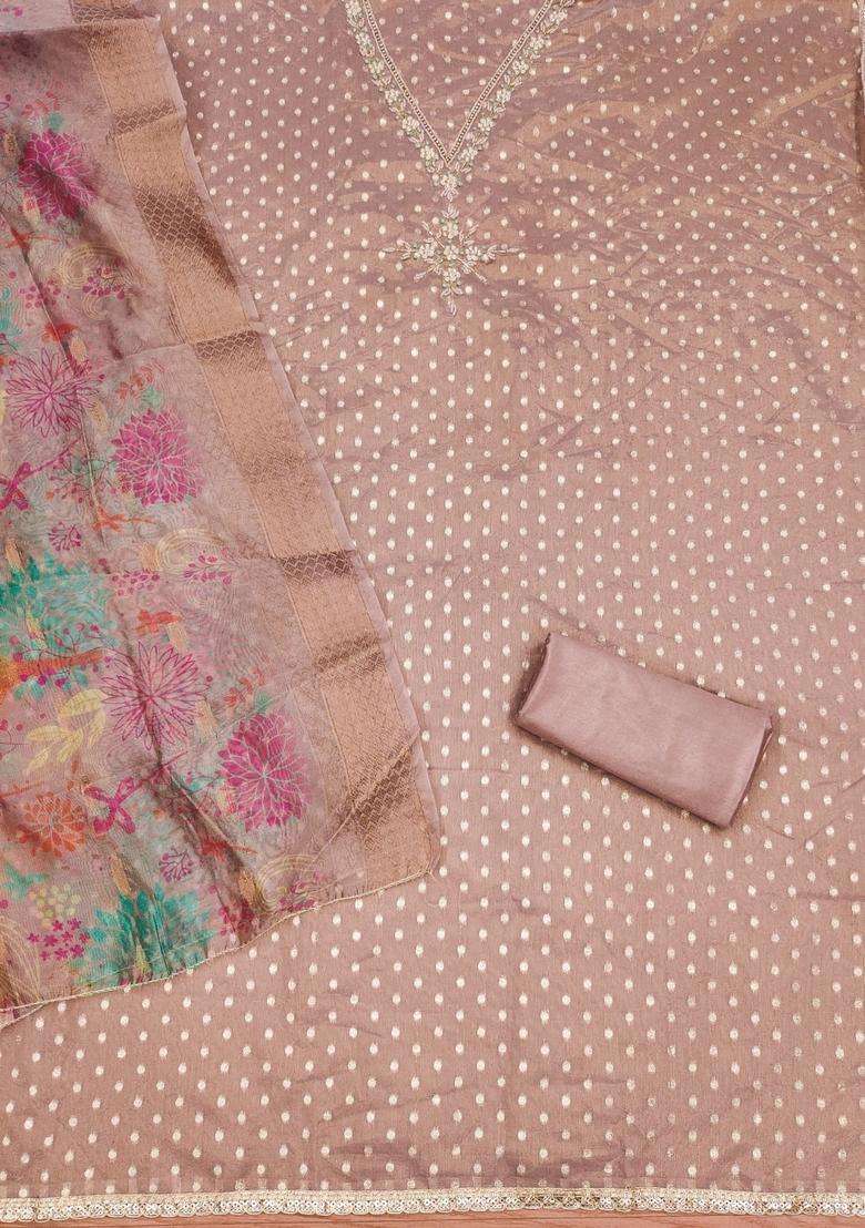 Lavender Embroidery Silk Salwar Kameez - Indya