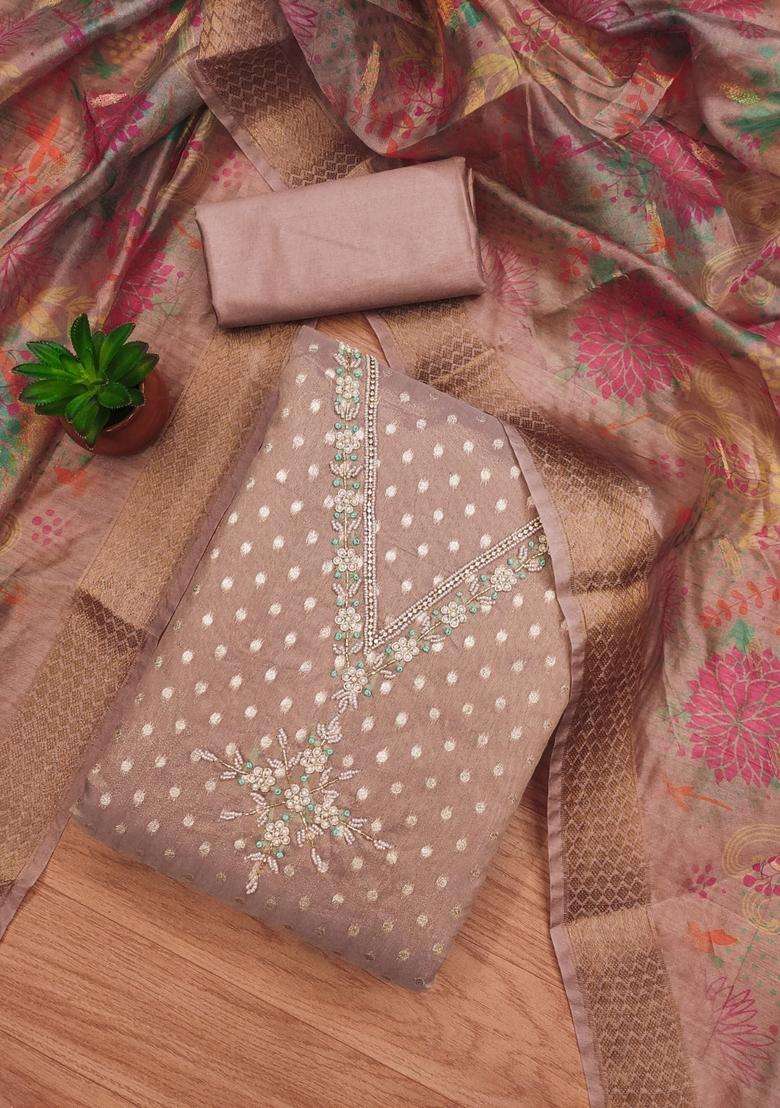 Lavender Embroidery Silk Salwar Kameez - Indya