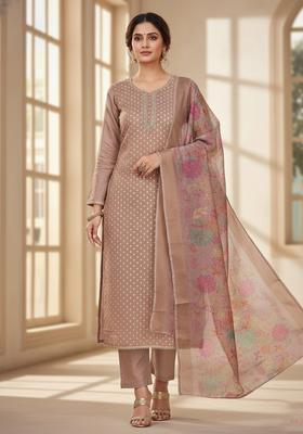 Lavender Embroidery Silk Salwar Kameez