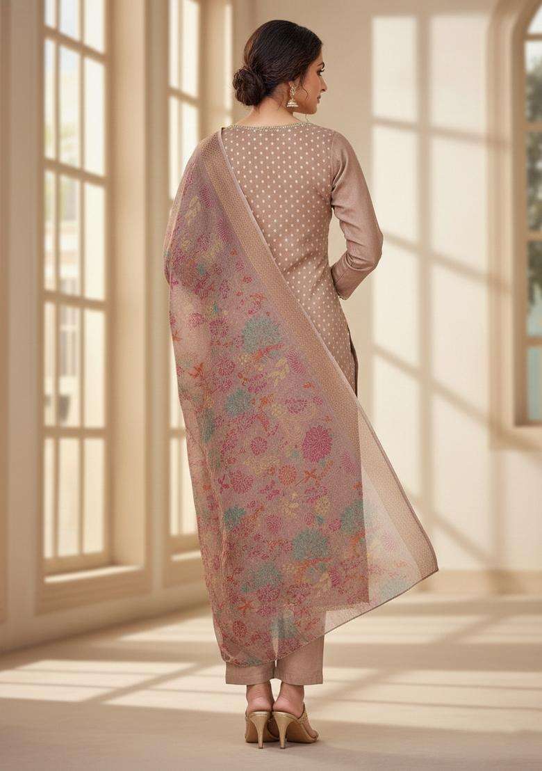 Lavender Embroidery Silk Salwar Kameez - Indya