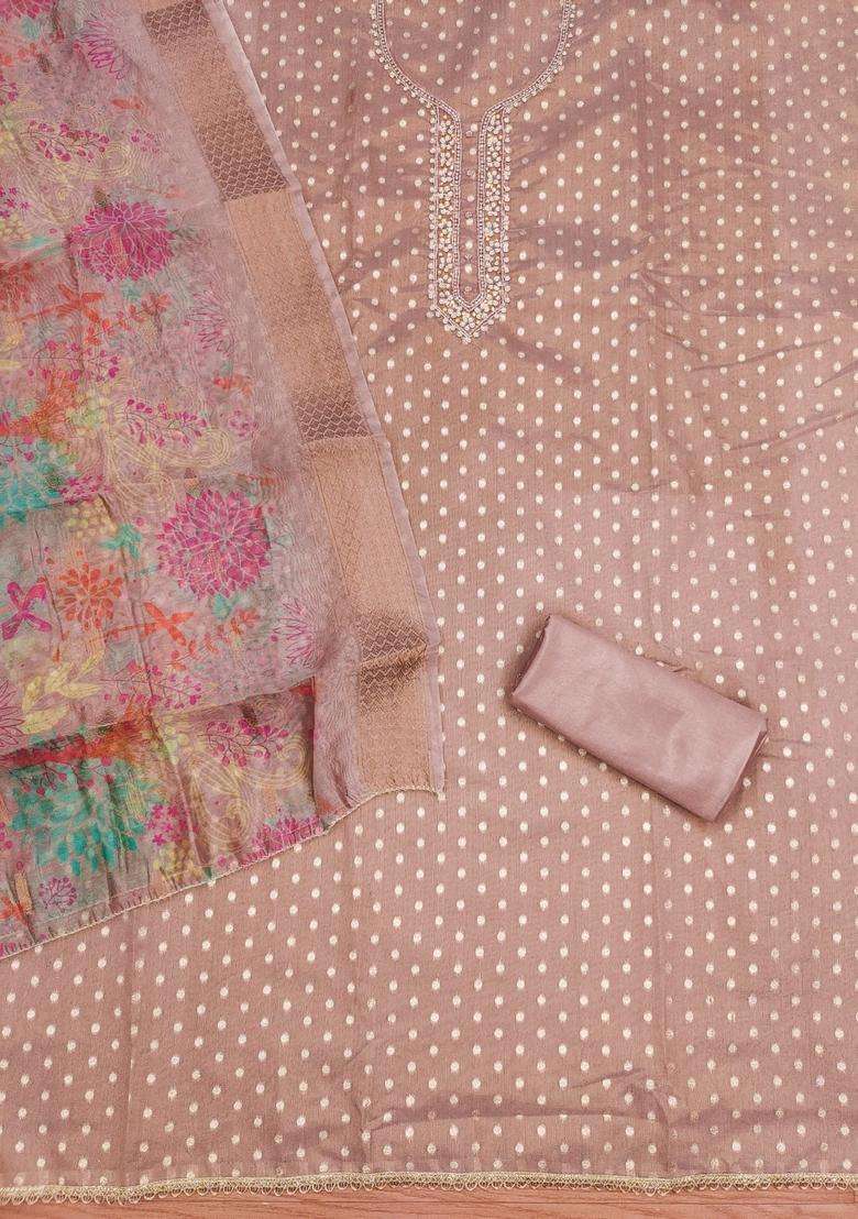 Lavender Embroidery Silk Salwar Kameez - Indya
