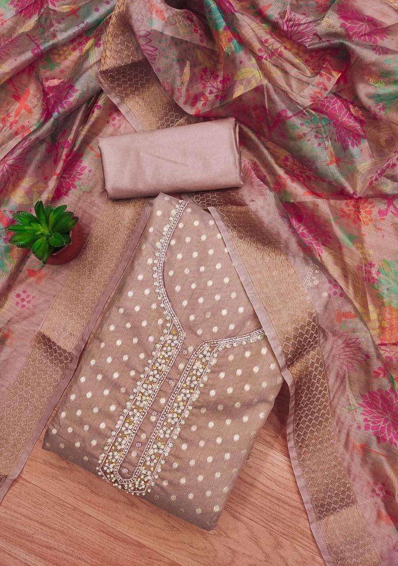 Lavender Embroidery Silk Salwar Kameez - Indya