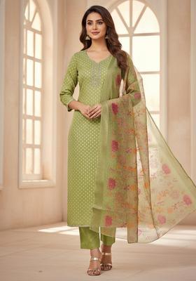 Light Green Embroidery Silk Salwar Kameez
