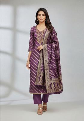 Lavender Embroidery Silk Salwar Kameez