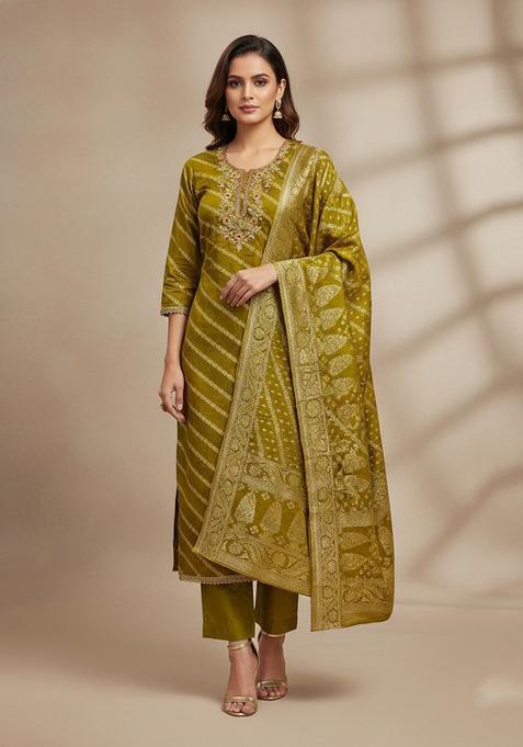 Light Green Embroidery Silk Salwar Kameez