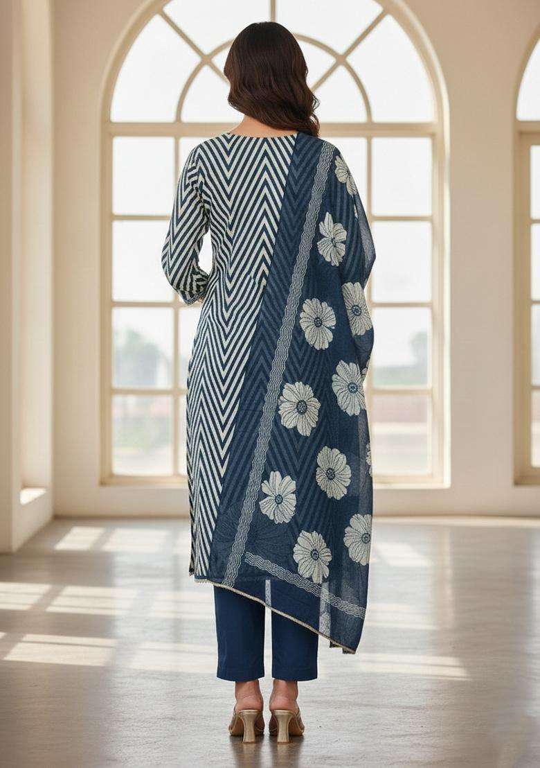 Multicolor Embroidery Silk Salwar Kameez - Indya