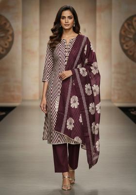 Multicolor Embroidery Silk Salwar Kameez